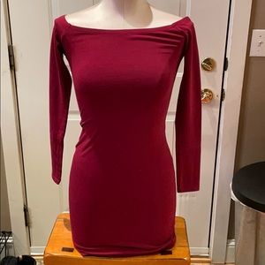 Express burgundy body con dress